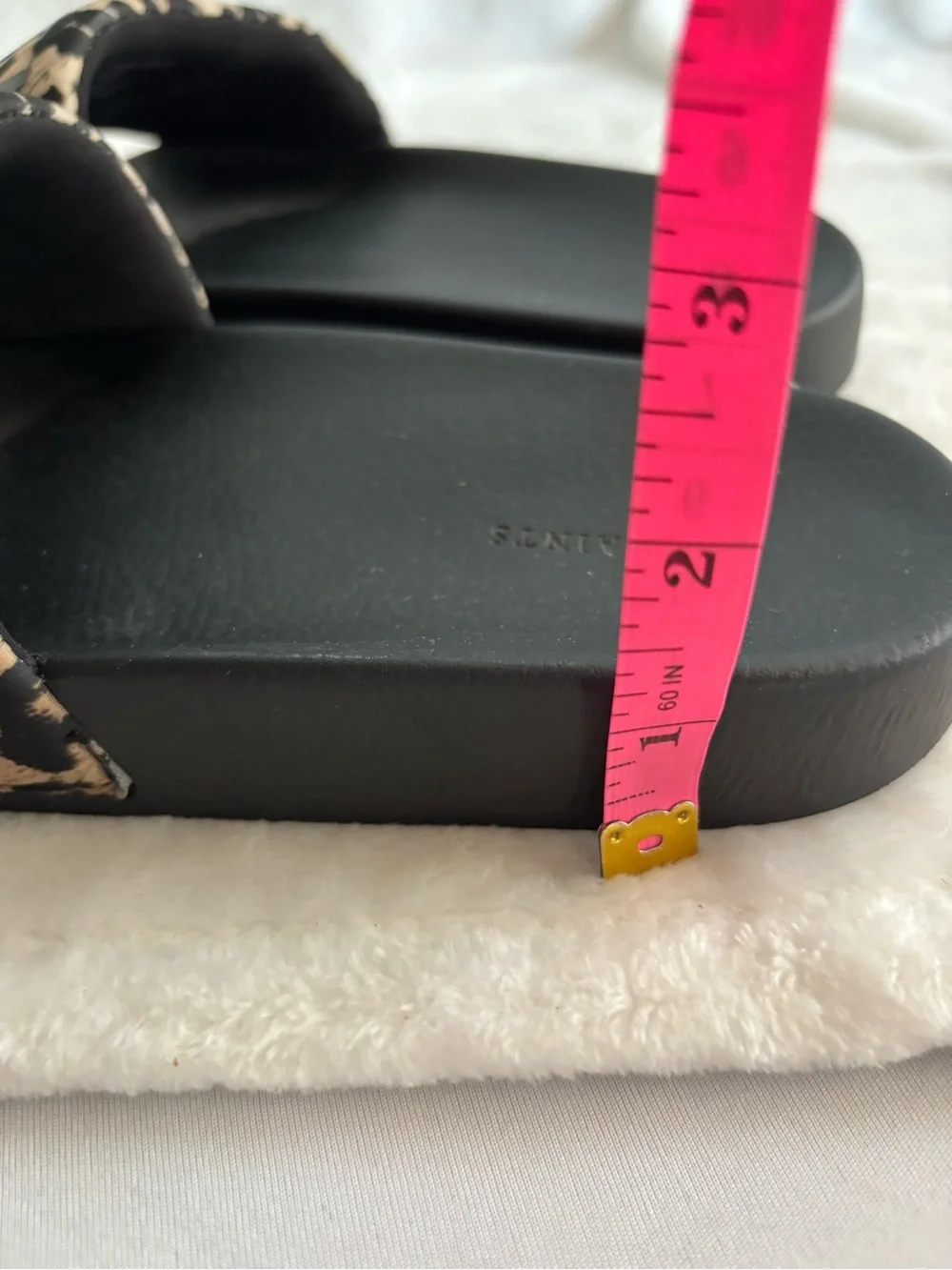 ALL SAINTS Signet Transfer Slide Sandal Leopard Print Black/Brown Size 8 - Picture 13 of 13